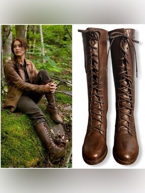 Frye Women’s Melissa Tall Lace Up Knee High Boot Leather Dark Brown Sz. 5.5